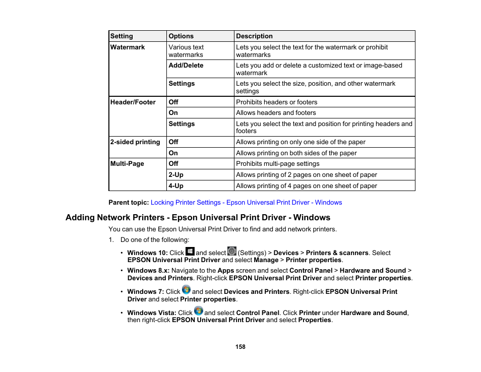 Epson WorkForce Pro WF-M5799 Workgroup Monochrome Multifunction Printer with Replaceable Ink Pack System User Manual | Page 158 / 404