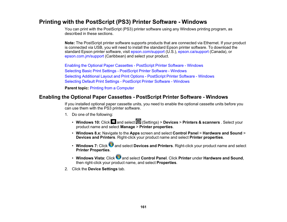 Epson WorkForce Pro WF-M5799 Workgroup Monochrome Multifunction Printer with Replaceable Ink Pack System User Manual | Page 161 / 404