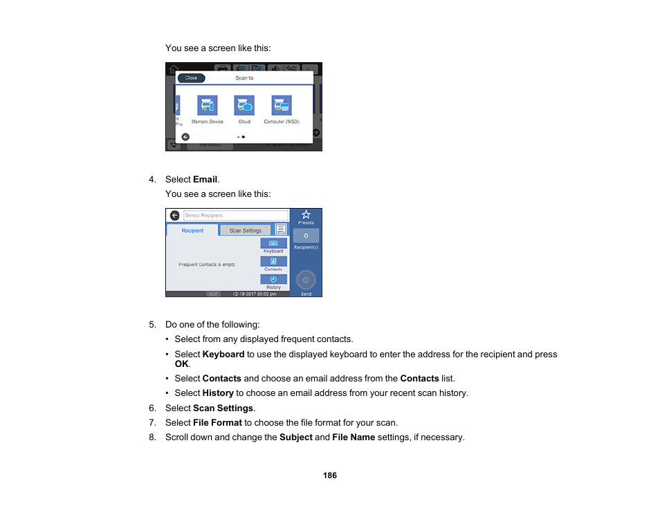 Epson WorkForce Pro WF-M5799 Workgroup Monochrome Multifunction Printer with Replaceable Ink Pack System User Manual | Page 186 / 404