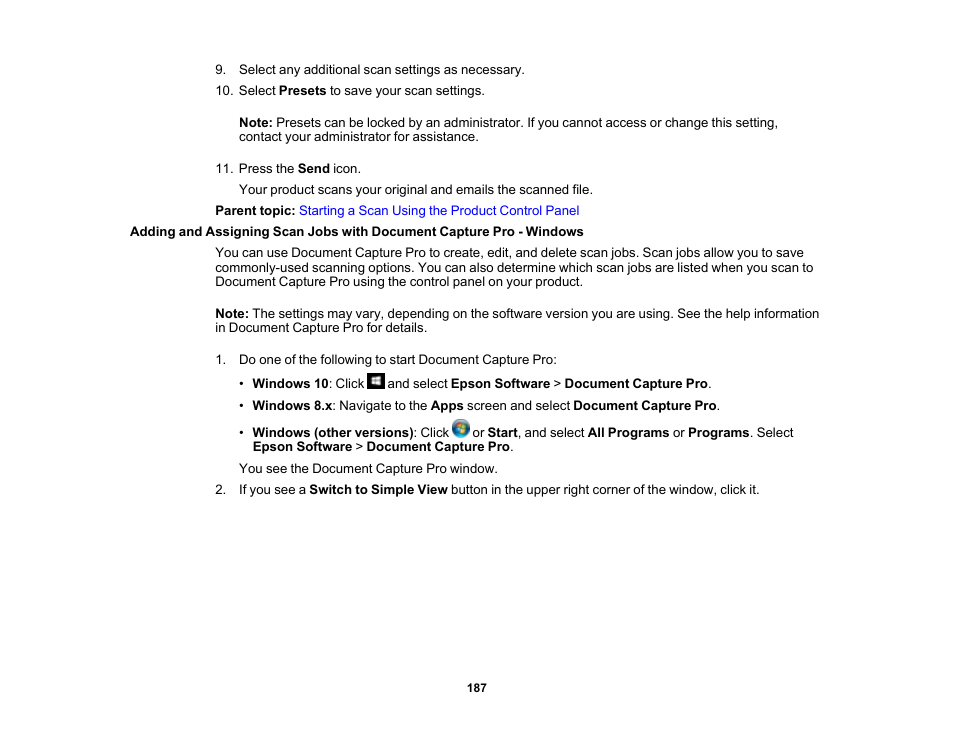 Epson WorkForce Pro WF-M5799 Workgroup Monochrome Multifunction Printer with Replaceable Ink Pack System User Manual | Page 187 / 404