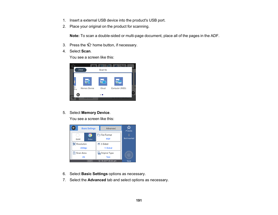 Epson WorkForce Pro WF-M5799 Workgroup Monochrome Multifunction Printer with Replaceable Ink Pack System User Manual | Page 191 / 404