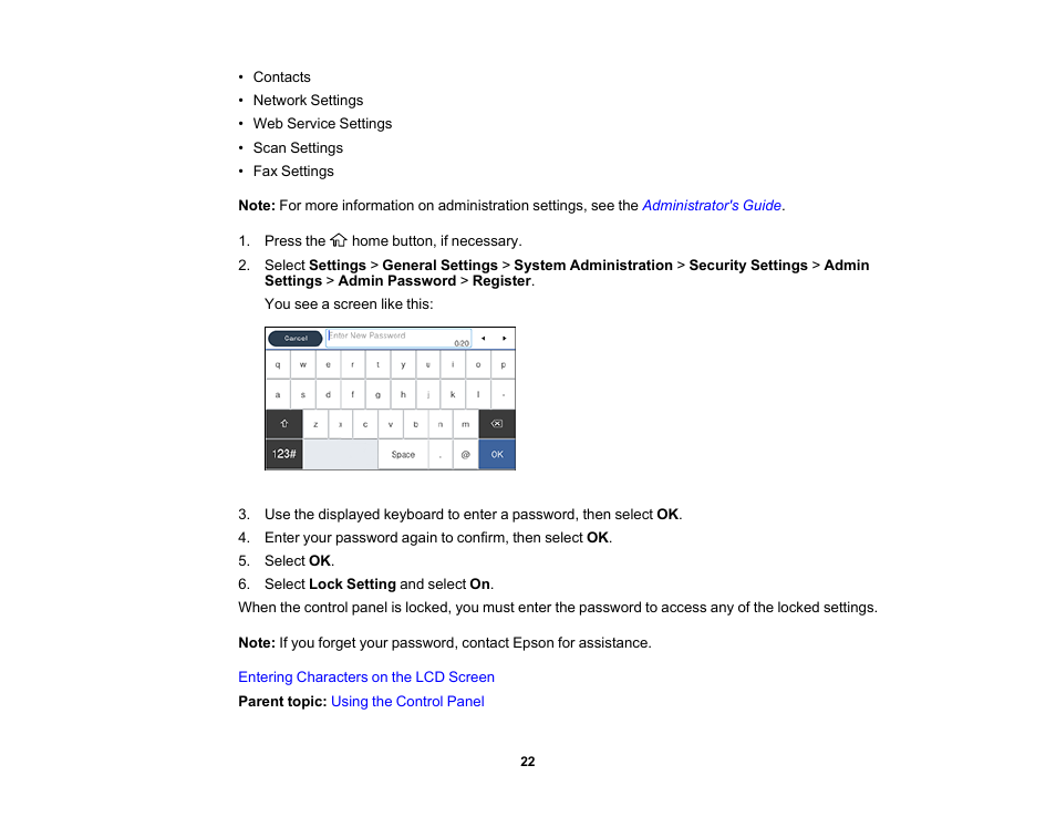 Epson WorkForce Pro WF-M5799 Workgroup Monochrome Multifunction Printer with Replaceable Ink Pack System User Manual | Page 22 / 404