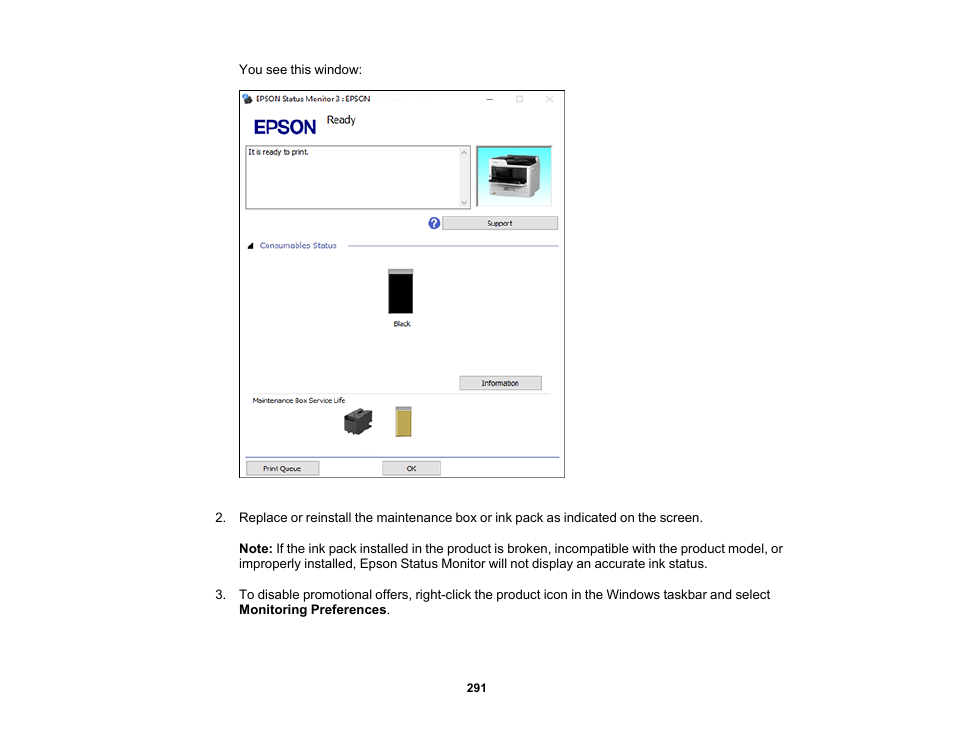 Epson WorkForce Pro WF-M5799 Workgroup Monochrome Multifunction Printer with Replaceable Ink Pack System User Manual | Page 291 / 404