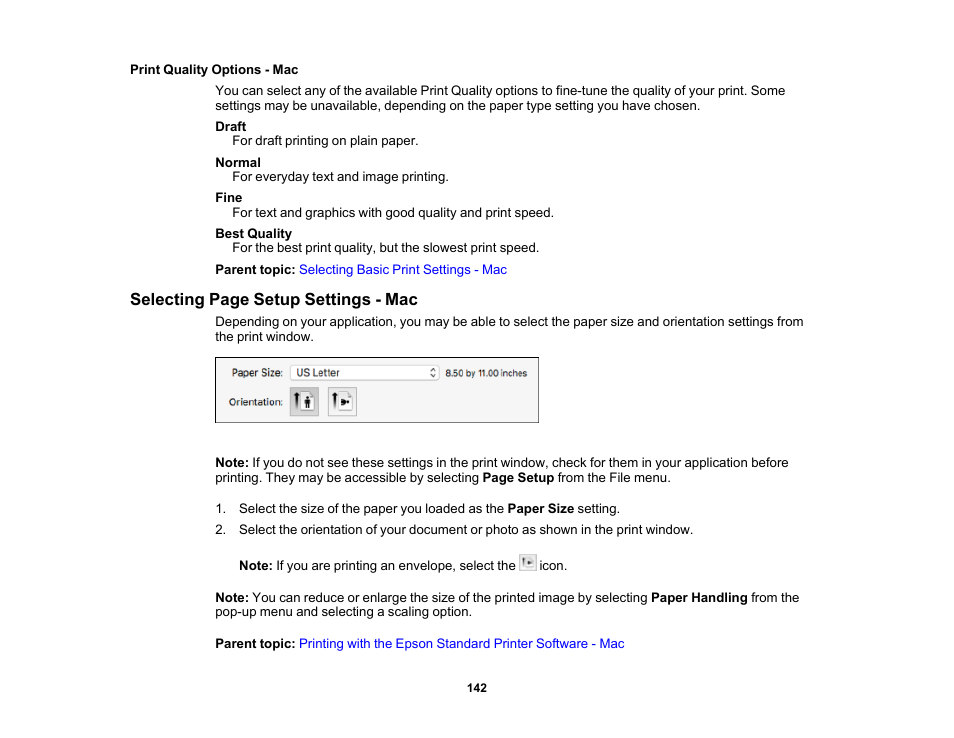 Print quality options - mac | Epson WorkForce Pro WF-C5890 Wireless Color MFP Inkjet Printer User Manual | Page 142 / 426