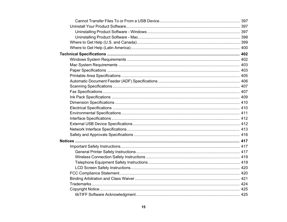 Epson WorkForce Pro WF-C5890 Wireless Color MFP Inkjet Printer User Manual | Page 15 / 426