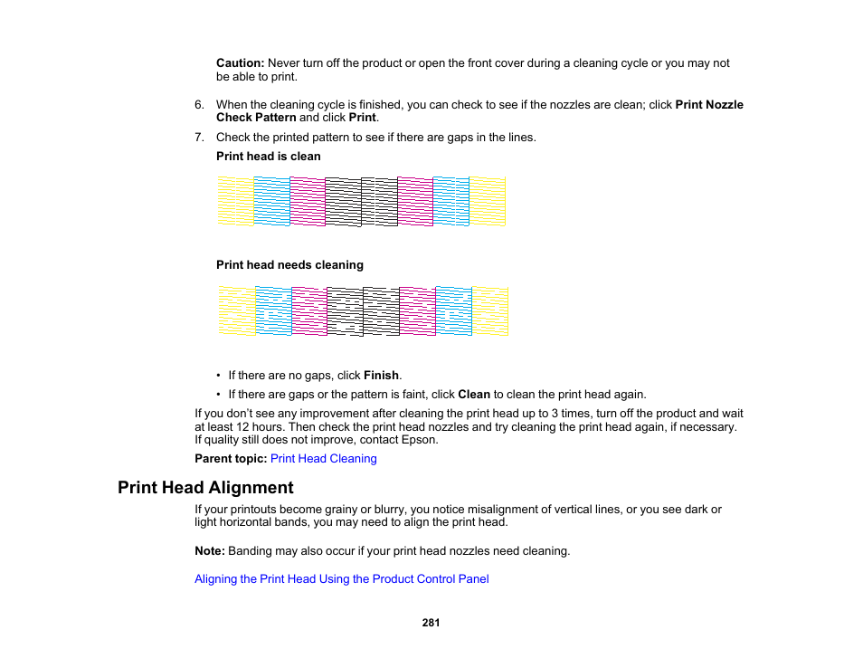 Print head alignment | Epson WorkForce Pro WF-C5890 Wireless Color MFP Inkjet Printer User Manual | Page 281 / 426