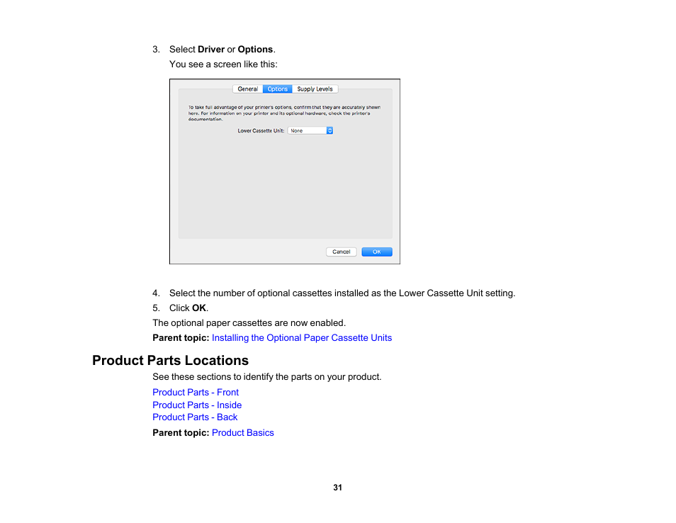 Product parts locations | Epson WorkForce Pro WF-C5890 Wireless Color MFP Inkjet Printer User Manual | Page 31 / 426