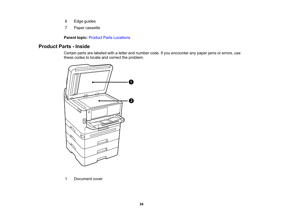 Product parts - inside | Epson WorkForce Pro WF-C5890 Wireless Color MFP Inkjet Printer User Manual | Page 34 / 426