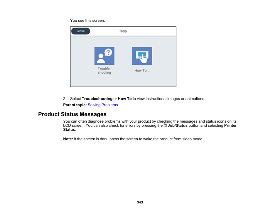 Product status messages | Epson WorkForce Pro WF-C5890 Wireless Color MFP Inkjet Printer User Manual | Page 343 / 426