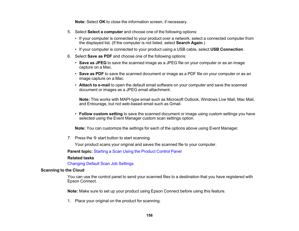 Scanning to the cloud | Epson WorkForce ST-M3000 Monochrome MFP Supertank Printer User Manual | Page 156 / 348