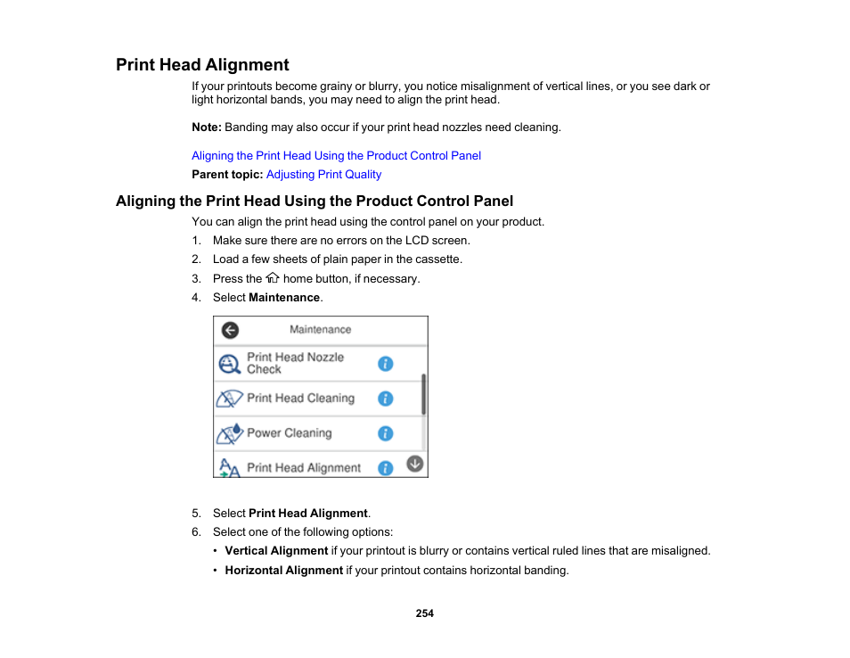 Print head alignment | Epson WorkForce ST-M3000 Monochrome MFP Supertank Printer User Manual | Page 254 / 348