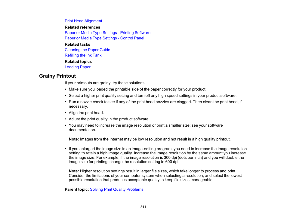 Grainy printout | Epson WorkForce ST-M3000 Monochrome MFP Supertank Printer User Manual | Page 311 / 348