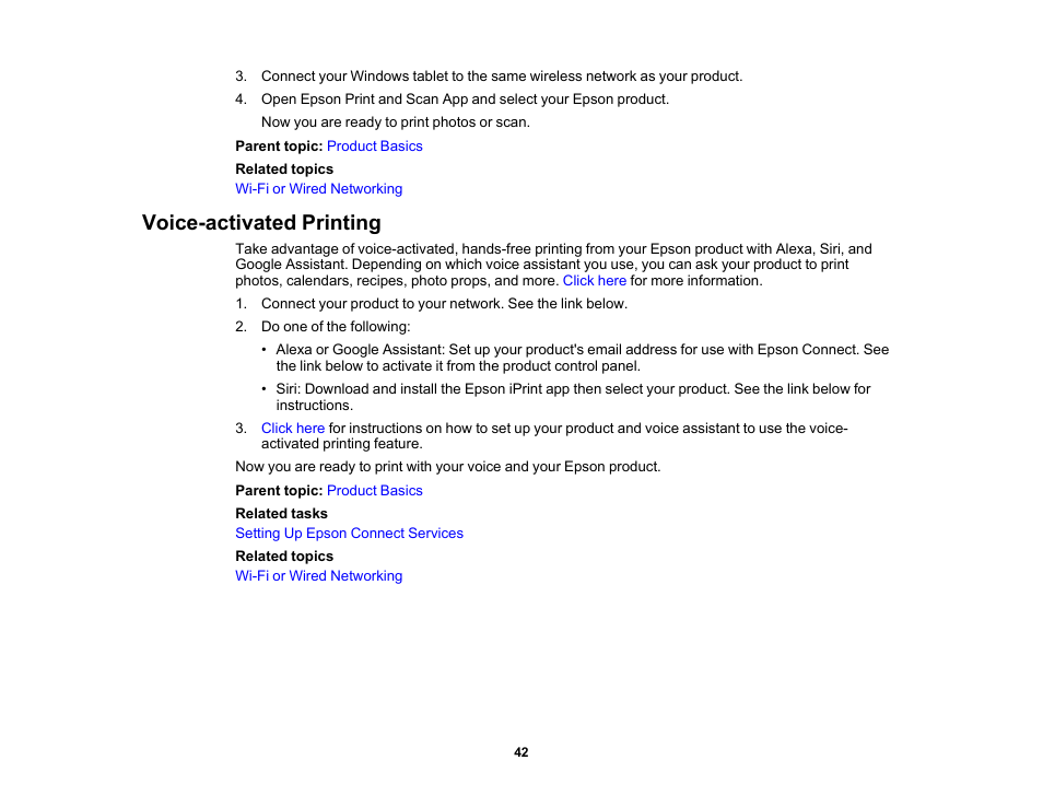 Voice-activated printing | Epson WorkForce ST-M3000 Monochrome MFP Supertank Printer User Manual | Page 42 / 348