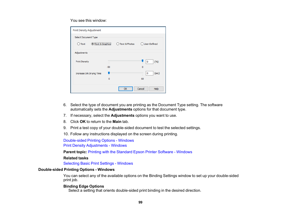 Double-sided printing options - windows | Epson WorkForce ST-M3000 Monochrome MFP Supertank Printer User Manual | Page 99 / 348