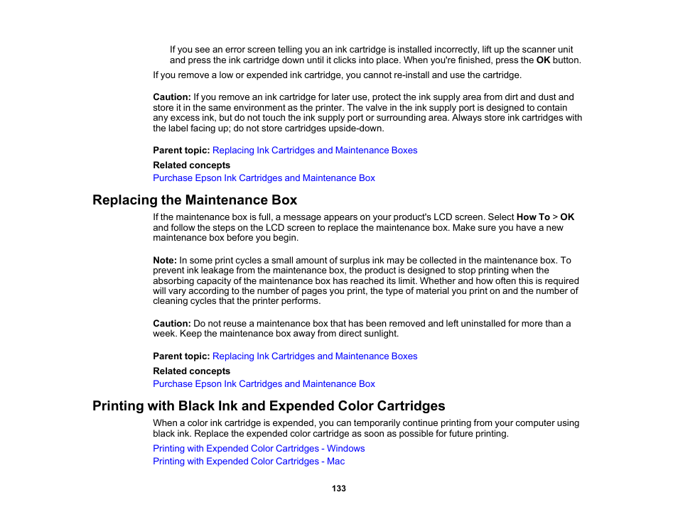 Replacing the maintenance box | Epson Workforce Pro WF-7310 Wireless Printer User Manual | Page 133 / 210