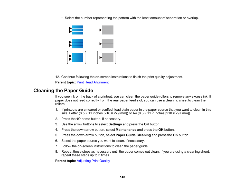 Cleaning the paper guide | Epson Workforce Pro WF-7310 Wireless Printer User Manual | Page 148 / 210