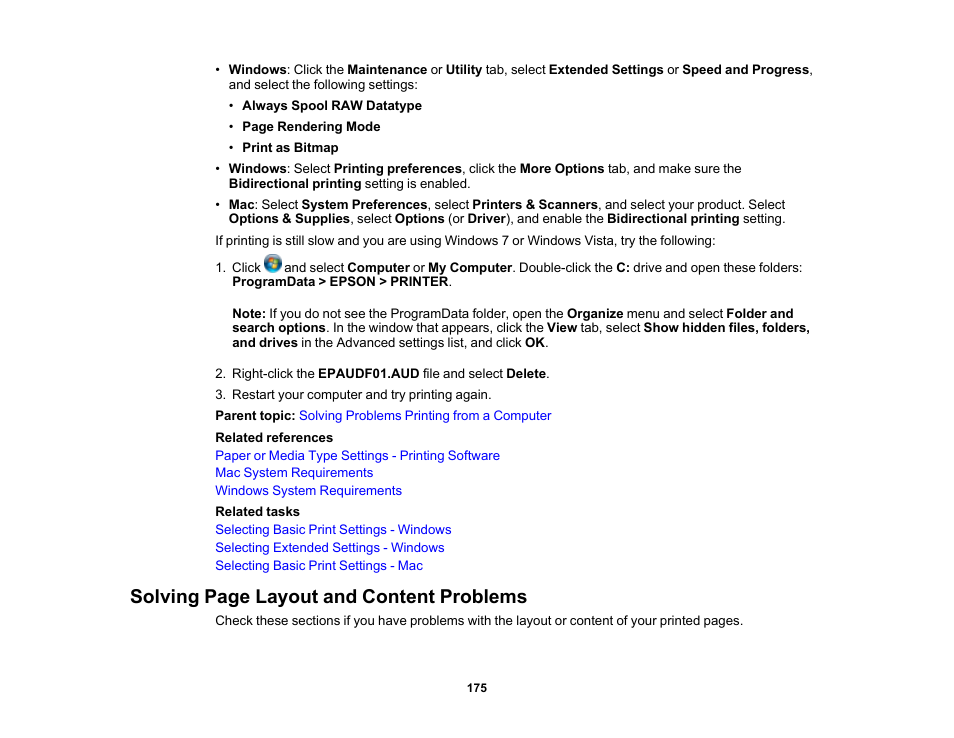 Solving page layout and content problems | Epson Workforce Pro WF-7310 Wireless Printer User Manual | Page 175 / 210