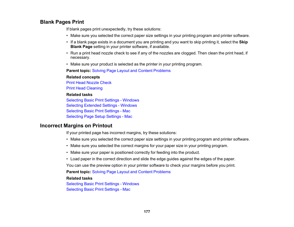 Incorrect margins on printout | Epson Workforce Pro WF-7310 Wireless Printer User Manual | Page 177 / 210