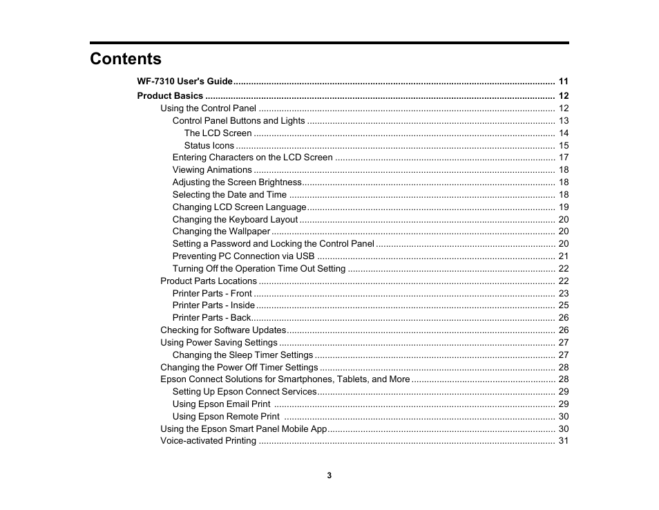 Epson Workforce Pro WF-7310 Wireless Printer User Manual | Page 3 / 210