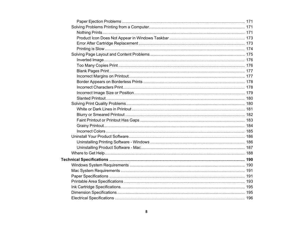 Epson Workforce Pro WF-7310 Wireless Printer User Manual | Page 8 / 210