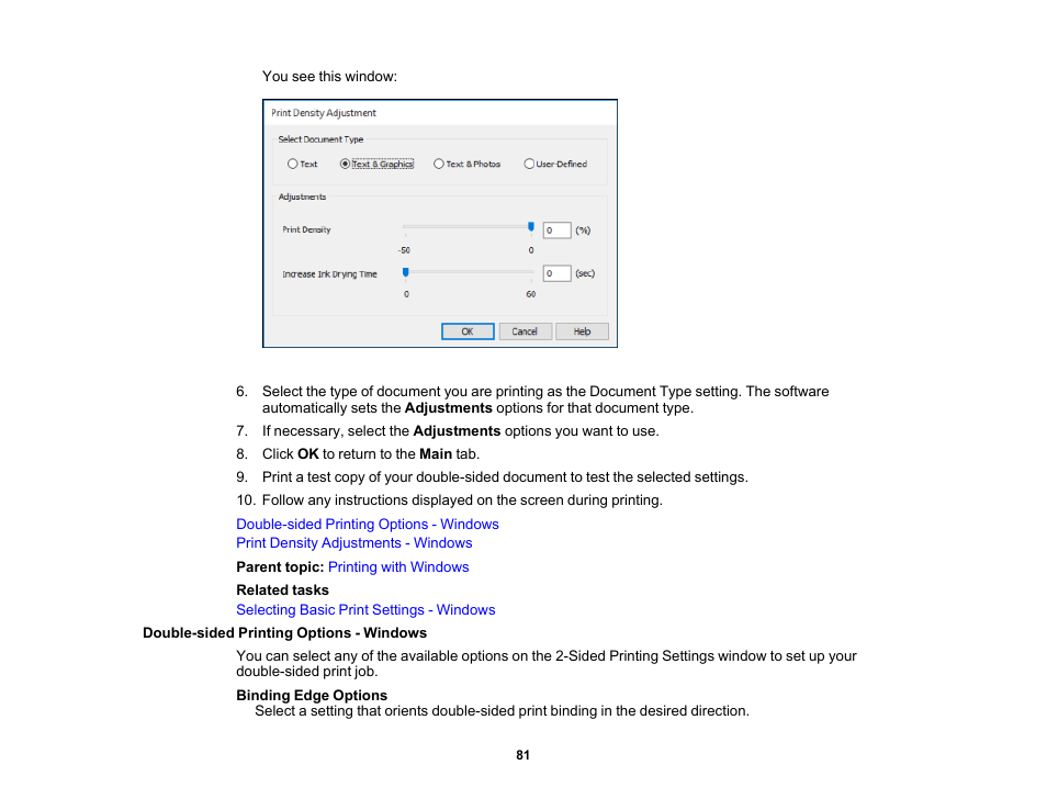 Double-sided printing options - windows | Epson Workforce Pro WF-7310 Wireless Printer User Manual | Page 81 / 210