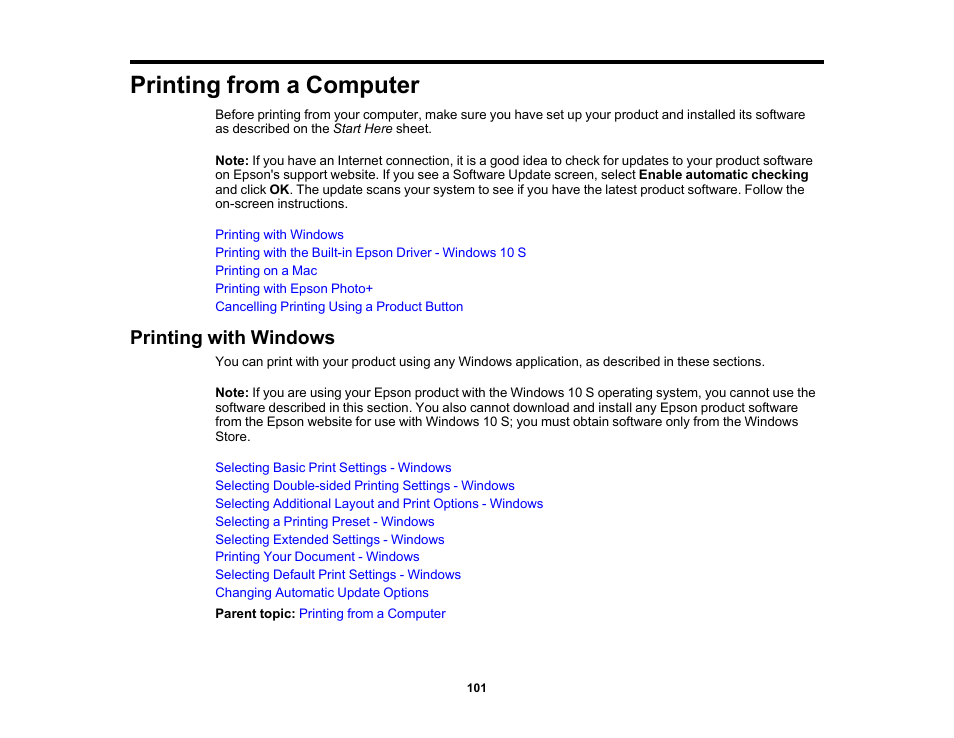 Printing from a computer, Printing with windows | Epson Expression Photo XP-8700 Wireless All-in One Color Printer User Manual | Page 101 / 350