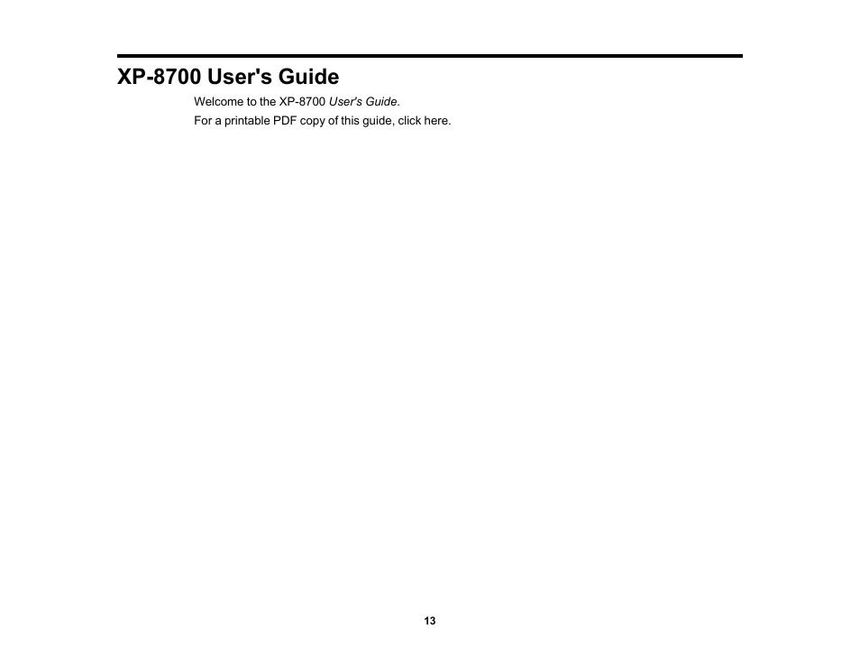 Xp-8700 user's guide | Epson Expression Photo XP-8700 Wireless All-in One Color Printer User Manual | Page 13 / 350