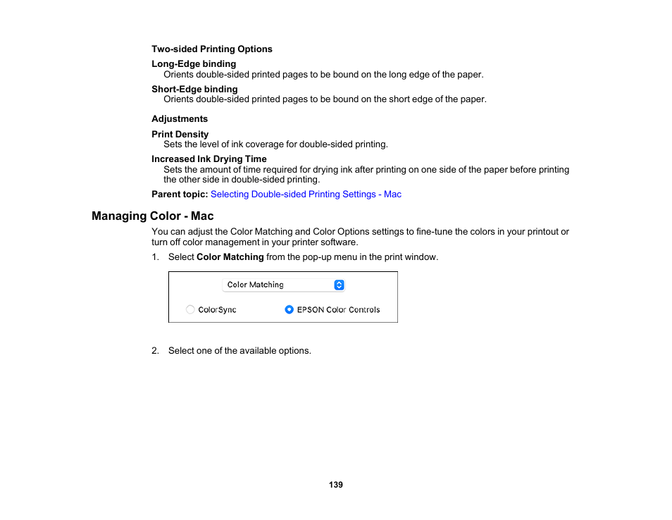 Managing color - mac | Epson Expression Photo XP-8700 Wireless All-in One Color Printer User Manual | Page 139 / 350