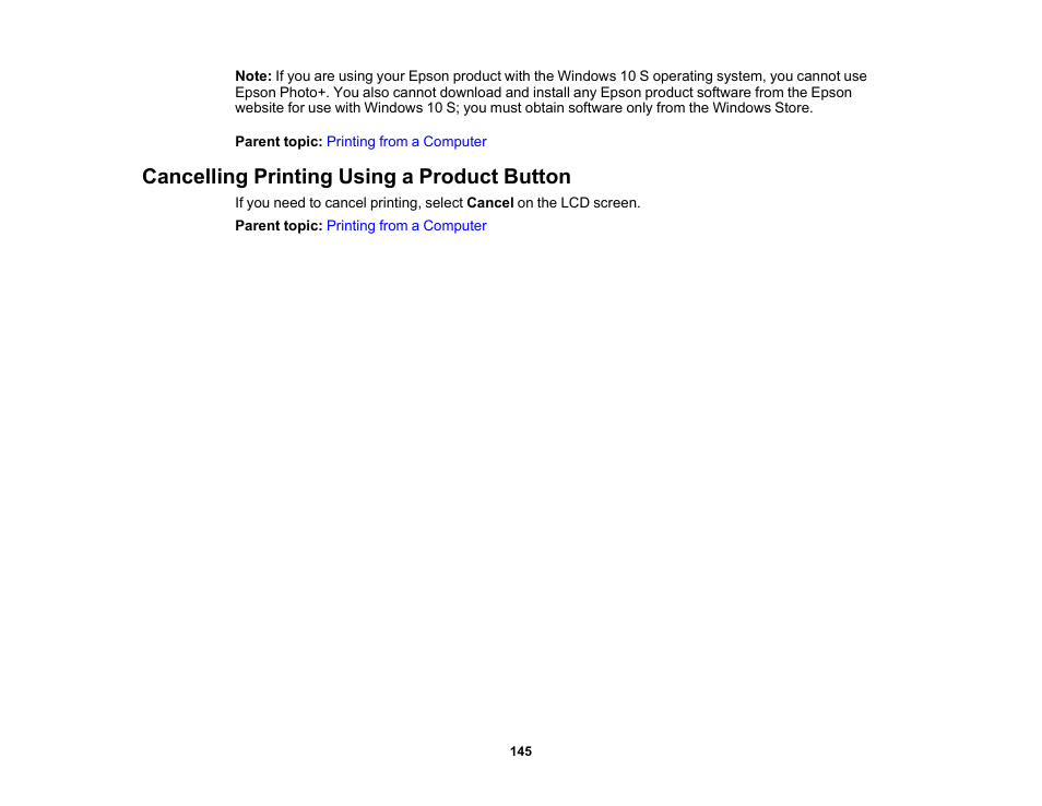 Cancelling printing using a product button | Epson Expression Photo XP-8700 Wireless All-in One Color Printer User Manual | Page 145 / 350