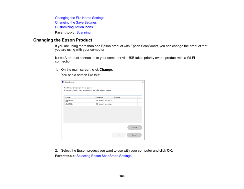 Changing the epson product | Epson Expression Photo XP-8700 Wireless All-in One Color Printer User Manual | Page 169 / 350