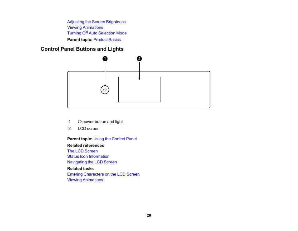 Control panel buttons and lights | Epson Expression Photo XP-8700 Wireless All-in One Color Printer User Manual | Page 20 / 350