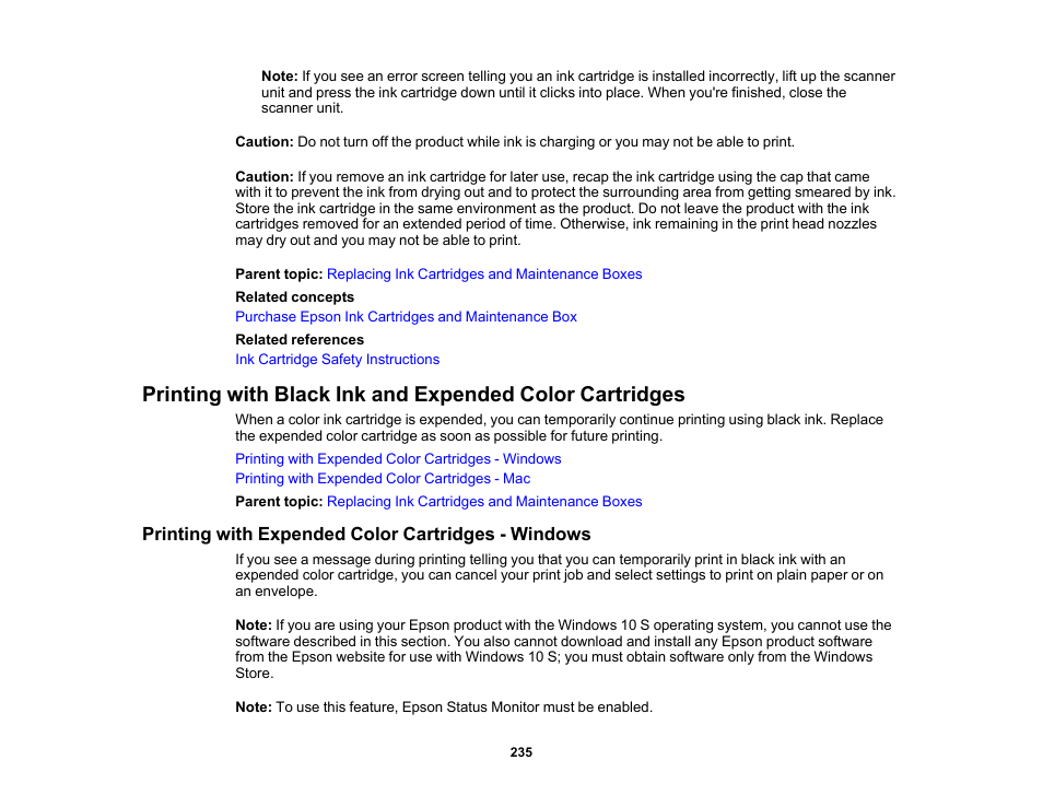 Printing with expended color cartridges - windows | Epson Expression Photo XP-8700 Wireless All-in One Color Printer User Manual | Page 235 / 350