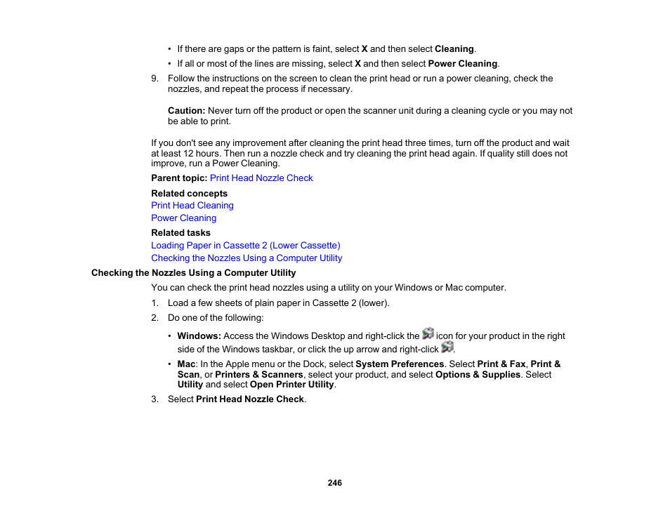Checking the nozzles using a computer utility | Epson Expression Photo XP-8700 Wireless All-in One Color Printer User Manual | Page 246 / 350