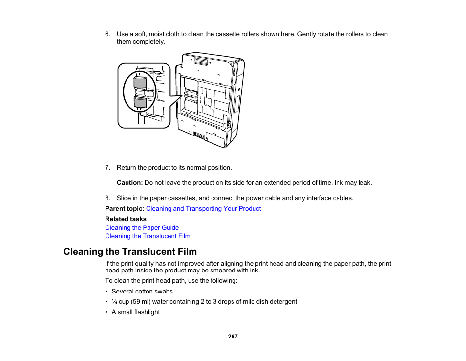 Cleaning the translucent film | Epson Expression Photo XP-8700 Wireless All-in One Color Printer User Manual | Page 267 / 350