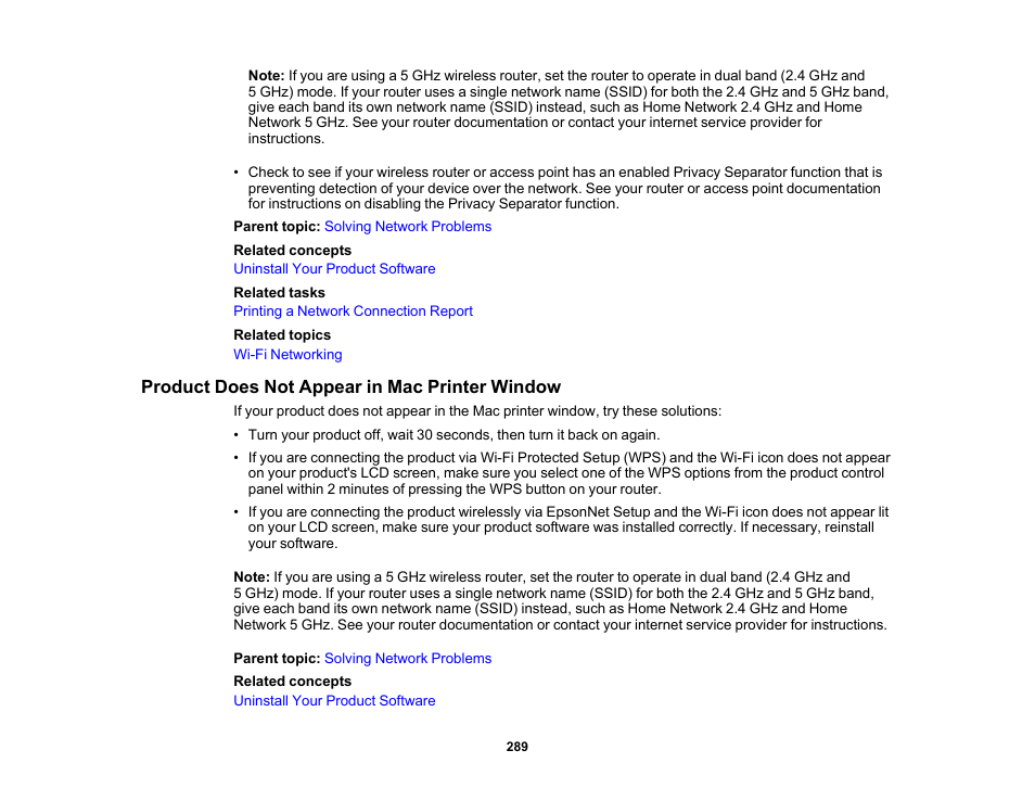 Product does not appear in mac printer window | Epson Expression Photo XP-8700 Wireless All-in One Color Printer User Manual | Page 289 / 350