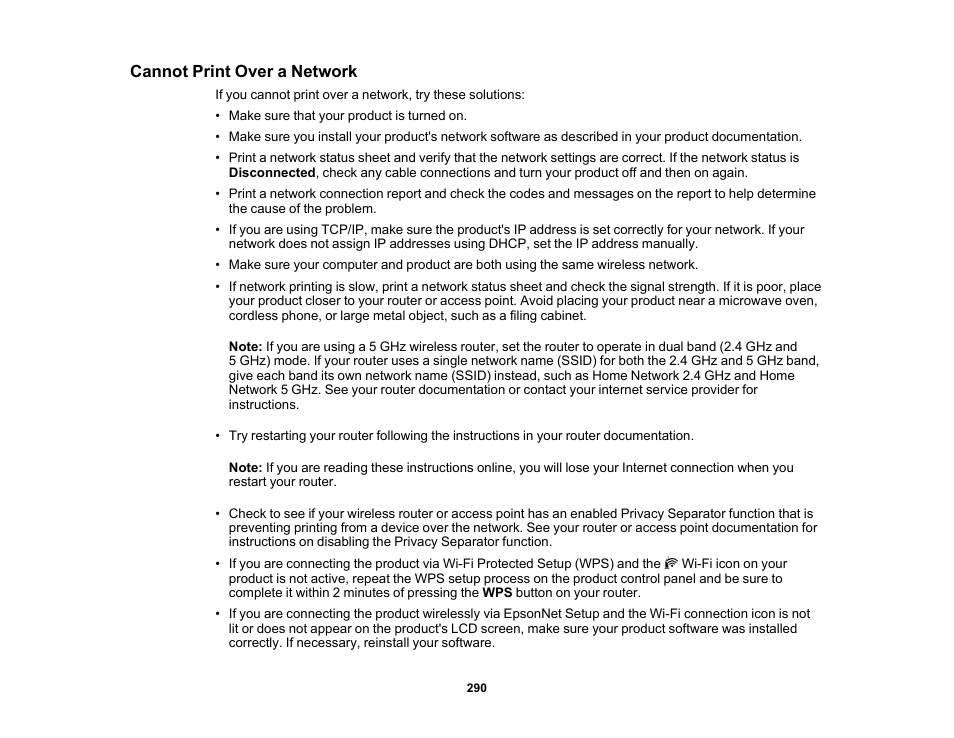 Cannot print over a network | Epson Expression Photo XP-8700 Wireless All-in One Color Printer User Manual | Page 290 / 350