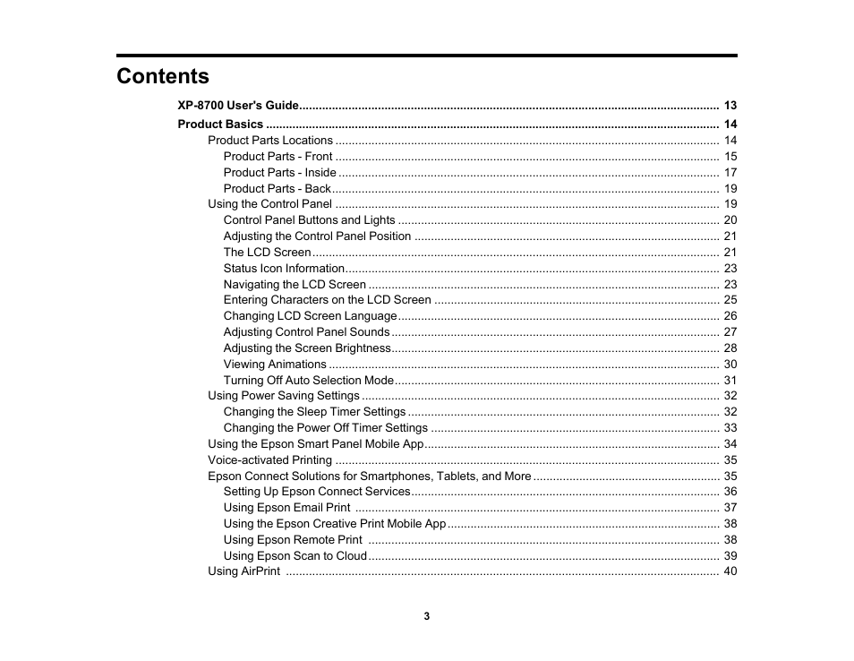 Epson Expression Photo XP-8700 Wireless All-in One Color Printer User Manual | Page 3 / 350