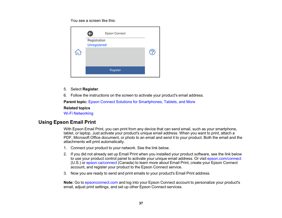 Using epson email print | Epson Expression Photo XP-8700 Wireless All-in One Color Printer User Manual | Page 37 / 350