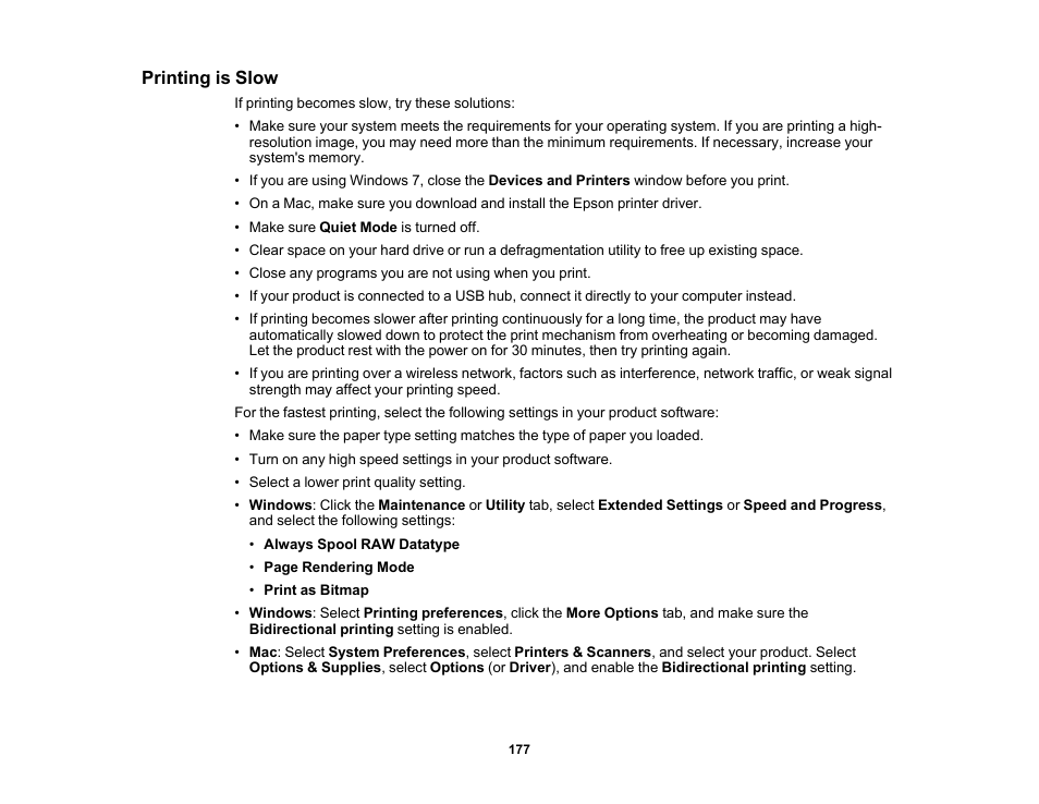 Printing is slow | Epson WorkForce Pro WF-C4310 Wireless Color Printer User Manual | Page 177 / 209