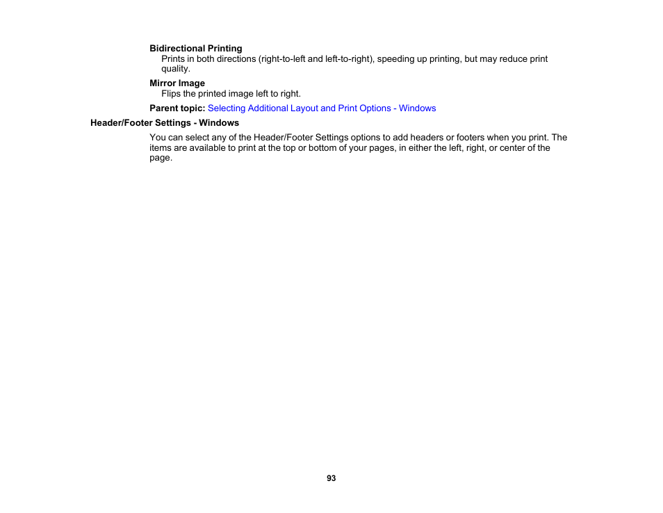 Header/footer settings - windows | Epson WorkForce Pro WF-C4310 Wireless Color Printer User Manual | Page 93 / 209