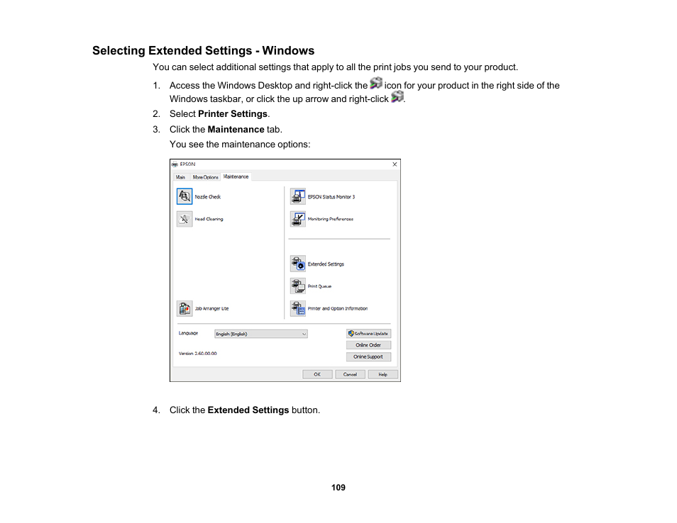 Selecting extended settings - windows | Epson Expression Premium XP-7100 Small-In-One Inkjet Printer User Manual | Page 109 / 340