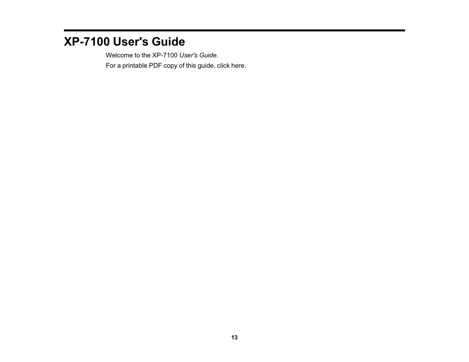 Xp-7100 user's guide | Epson Expression Premium XP-7100 Small-In-One Inkjet Printer User Manual | Page 13 / 340