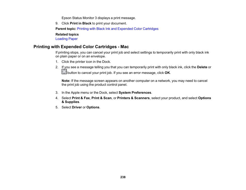 Printing with expended color cartridges - mac | Epson Expression Premium XP-7100 Small-In-One Inkjet Printer User Manual | Page 238 / 340