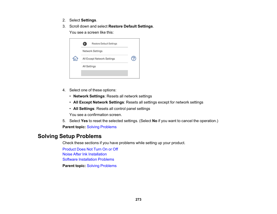 Solving setup problems | Epson Expression Premium XP-7100 Small-In-One Inkjet Printer User Manual | Page 273 / 340