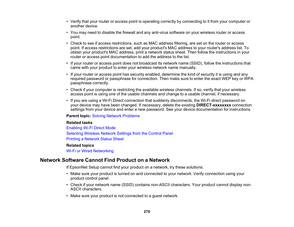 Network software cannot find product on a network | Epson Expression Premium XP-7100 Small-In-One Inkjet Printer User Manual | Page 276 / 340