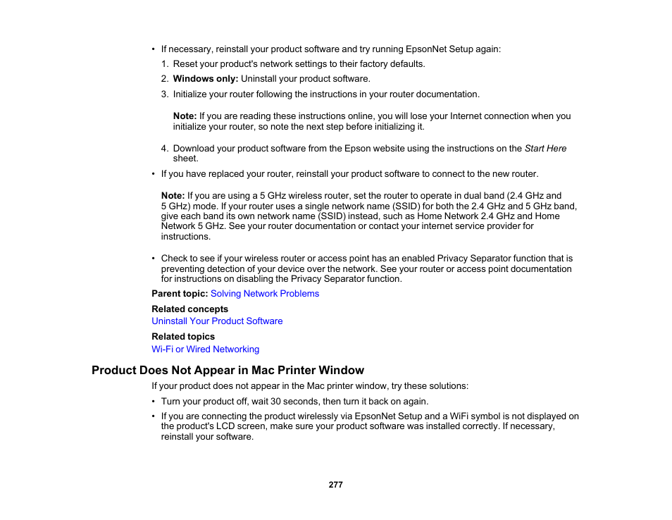 Product does not appear in mac printer window | Epson Expression Premium XP-7100 Small-In-One Inkjet Printer User Manual | Page 277 / 340