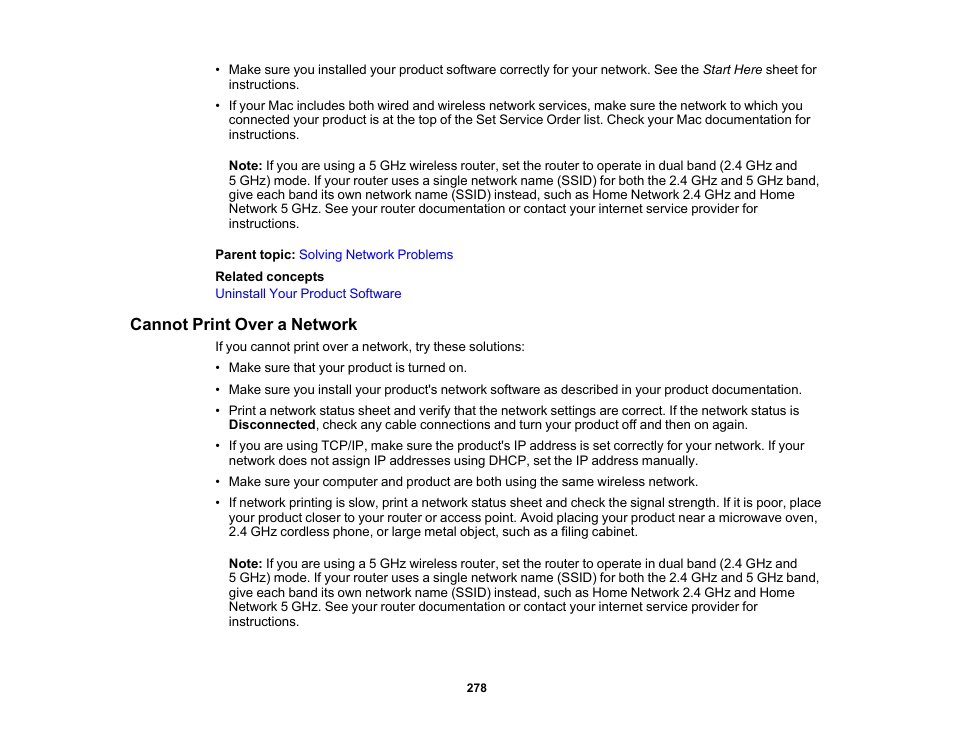 Cannot print over a network | Epson Expression Premium XP-7100 Small-In-One Inkjet Printer User Manual | Page 278 / 340