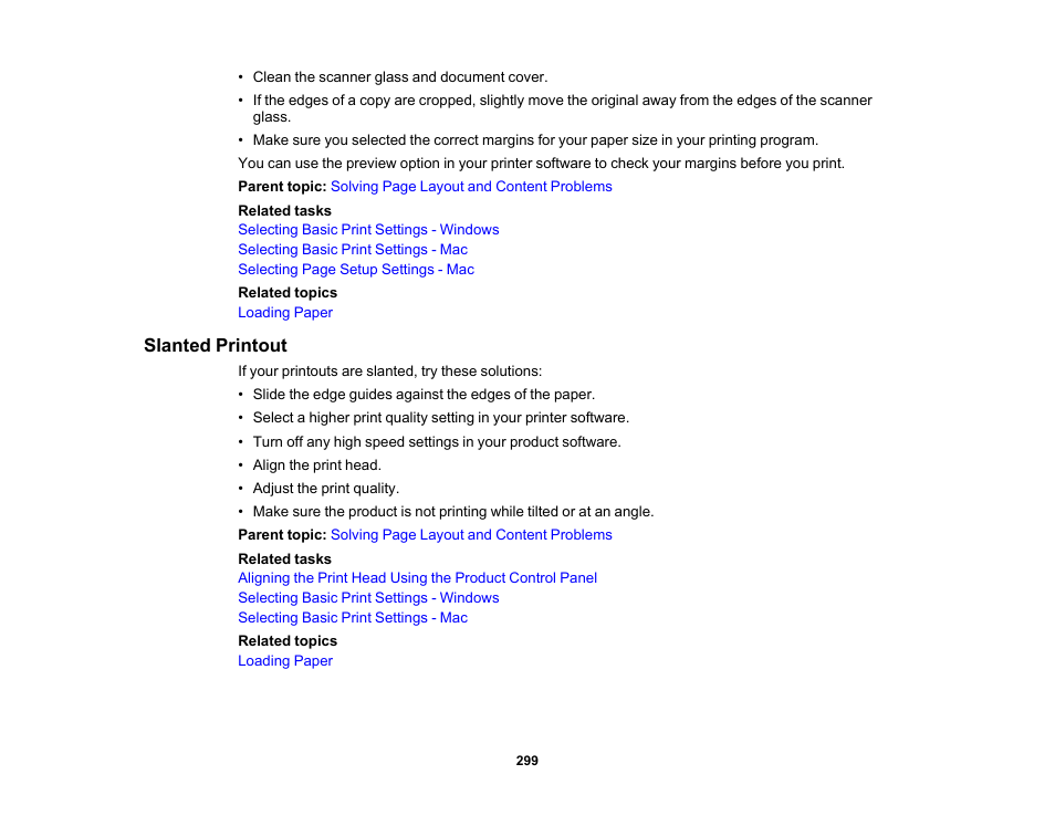 Slanted printout | Epson Expression Premium XP-7100 Small-In-One Inkjet Printer User Manual | Page 299 / 340