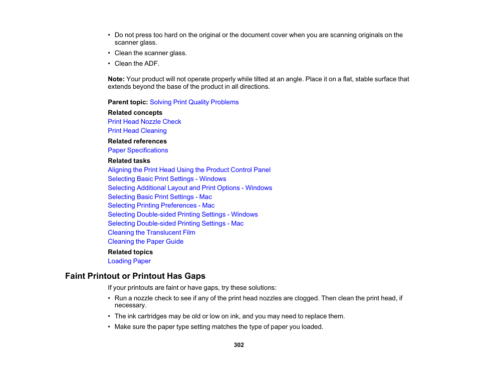 Faint printout or printout has gaps | Epson Expression Premium XP-7100 Small-In-One Inkjet Printer User Manual | Page 302 / 340