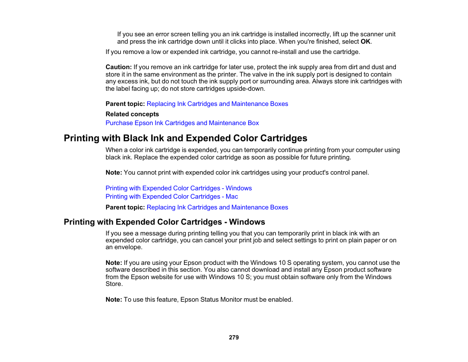 Printing with expended color cartridges - windows | Epson WorkForce Pro WF-7820 All-in-One Inkjet Printer User Manual | Page 279 / 393
